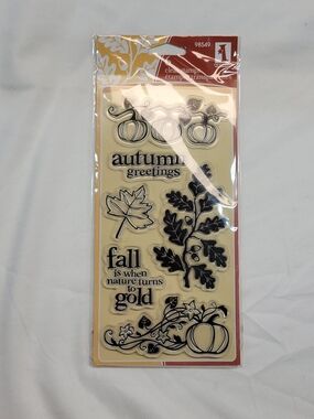 Inkadinkado Autumn Foliage Clear Stamps 6pc #98549 Fall Pumpkin